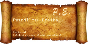 Petróczy Etelka névjegykártya