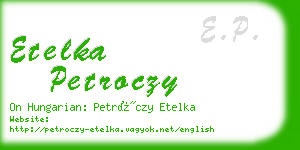 etelka petroczy business card